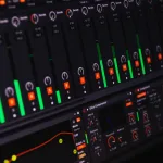 photo of black digital audio mixer
